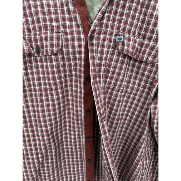 Wrangler Outdoors Shirt Men XL Red Cream Long Sleeve Button Up Collared Cotton - Picture 4 of 9